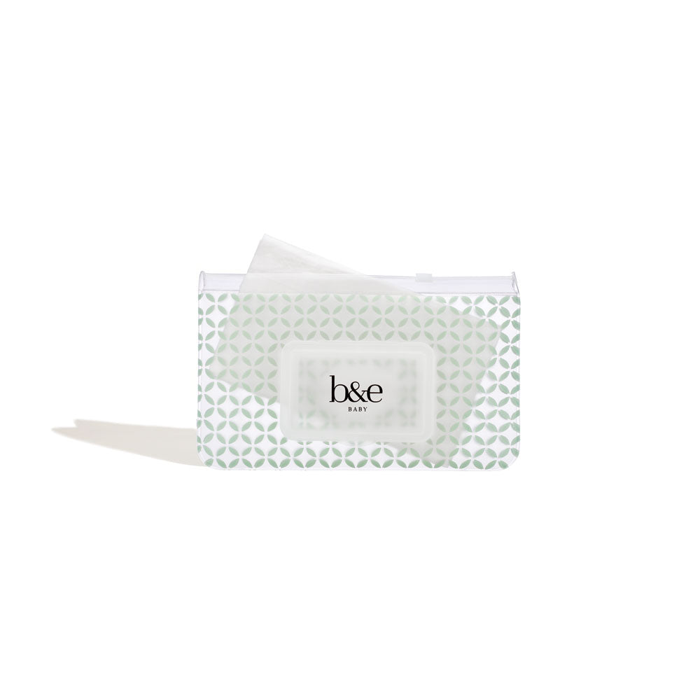 "Maxi Mint" Geometric Print Wipes Case With Wipe In It | Ben & Ellie Baby