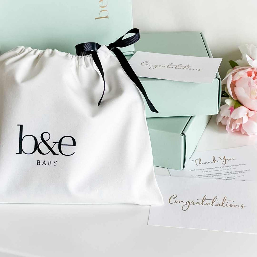White Sage Green Gift Boxes, Cotton Dust Bag And "Congratulations" Card | Ben & Ellie Baby